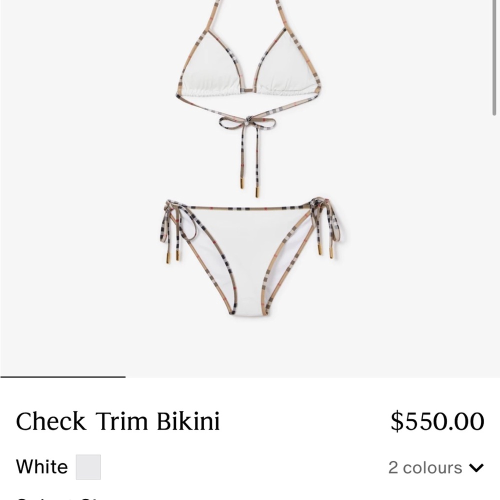 Burberry White Check Trim Bikini